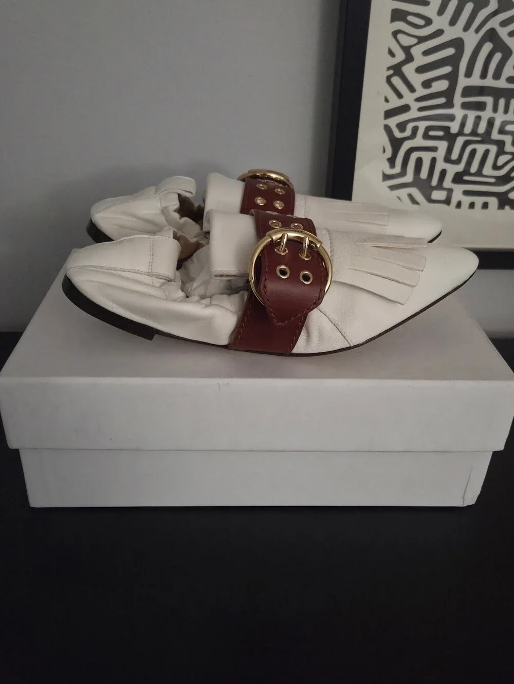 Chloe Roy Kiltie Belted Ballet Flats Size 37